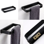 Black Bathroom Accessories Hardware Set with Towel Bar and Bathroom Shelf