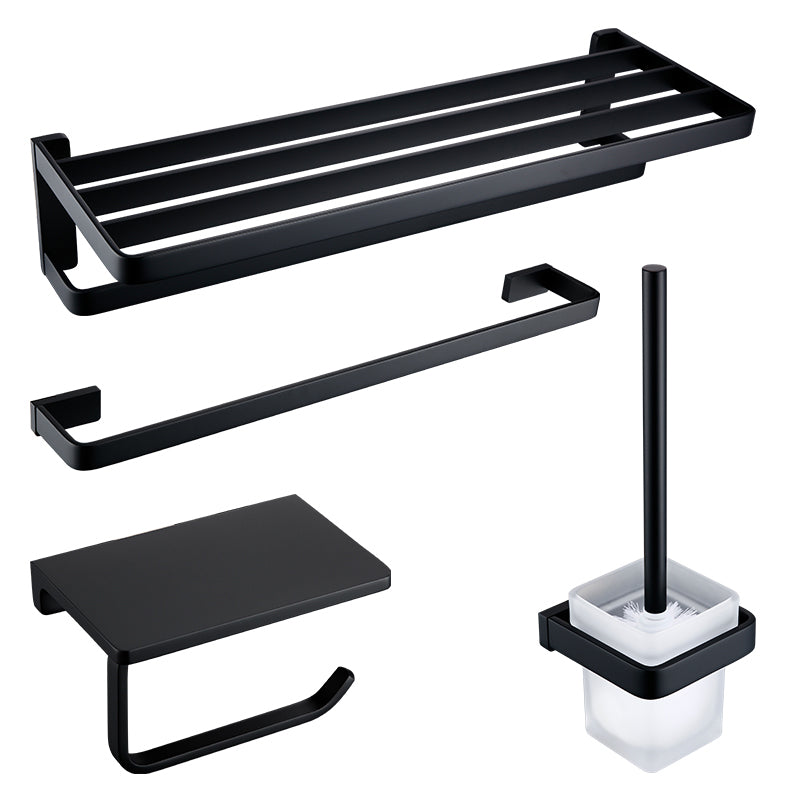 Black Bathroom Accessories Hardware Set with Towel Bar and Bathroom Shelf