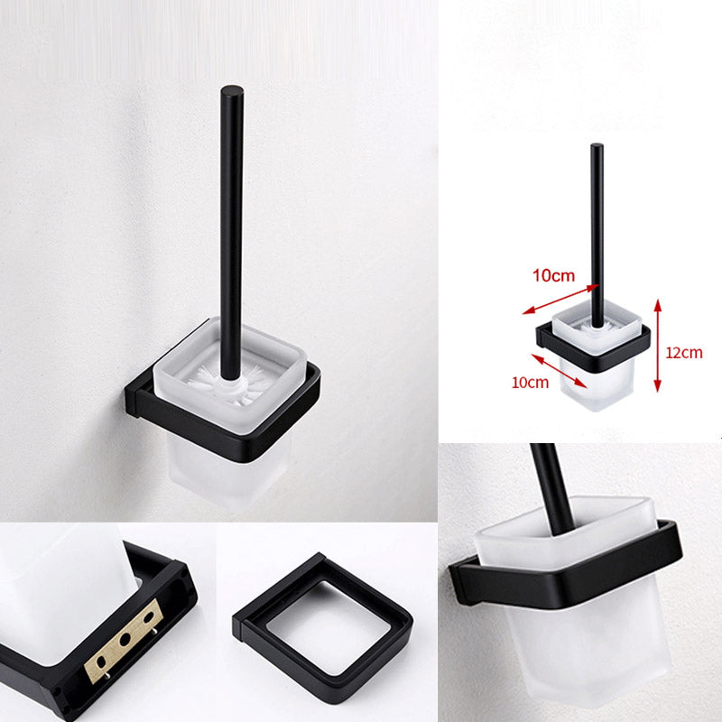 Black Bathroom Accessories Hardware Set with Towel Rail and Bath Shelf