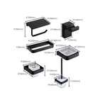 Black Bathroom Accessories Hardware Set with Towel Rail and Bath Shelf