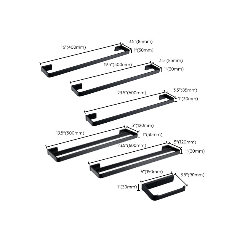 Black Bathroom Accessories Hardware Set with Towel Bar and Bathroom Shelf