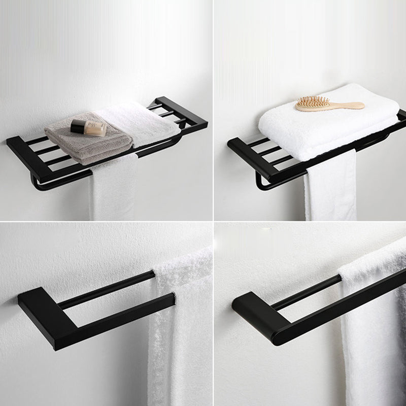 Contemporary bathroom accessory single piece or in set made of black metal