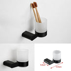 Contemporary bathroom accessory single piece or in set made of black metal