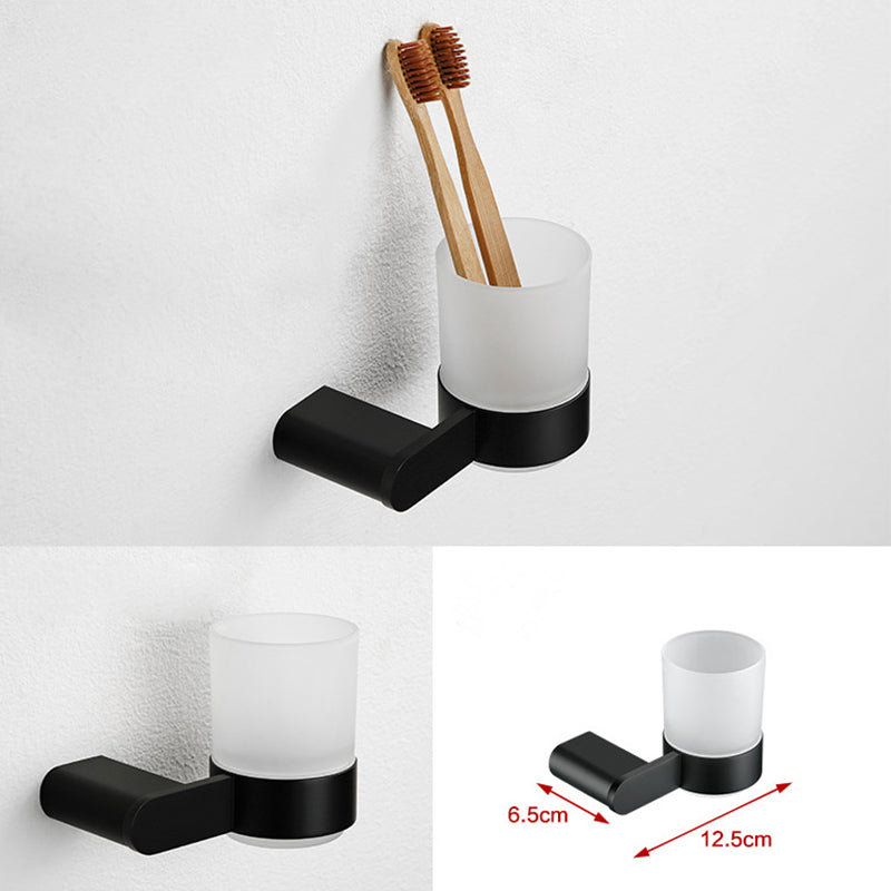 Contemporary bathroom accessory single piece or in set made of black metal