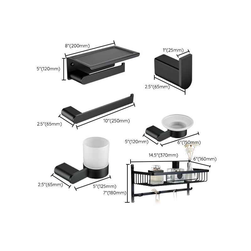 Contemporary bathroom accessory single item or in set made of black metal