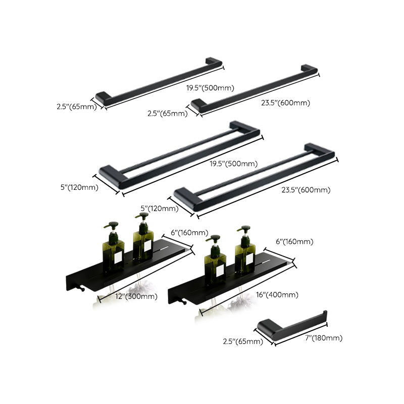 Contemporary bathroom accessory single piece or in set made of black metal