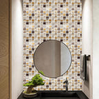 Plastic Peel & Stick Mosaic Tiles Mosaic Wallpaper with Square Shape