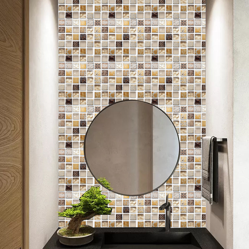 Plastic Peel & Stick Mosaic Tiles Mosaic Wallpaper with Square Shape
