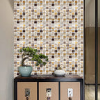 Plastic Peel & Stick Mosaic Tiles Mosaic Wallpaper with Square Shape