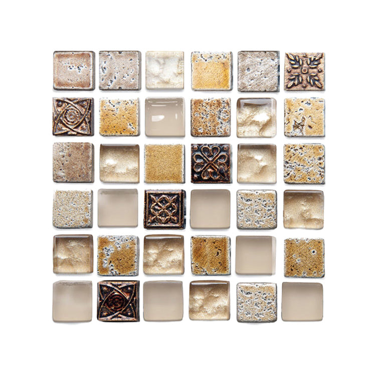 Plastic Peel & Stick Mosaic Tiles Mosaic Wallpaper with Square Shape