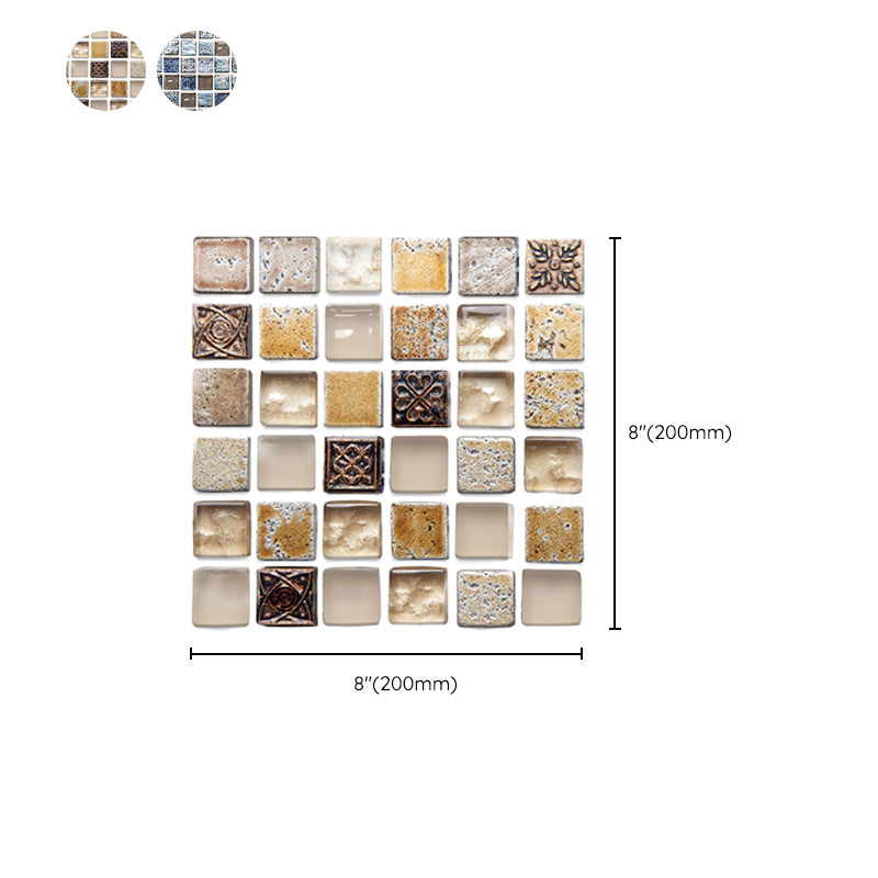 Plastic Peel & Stick Mosaic Tiles Mosaic Wallpaper with Square Shape