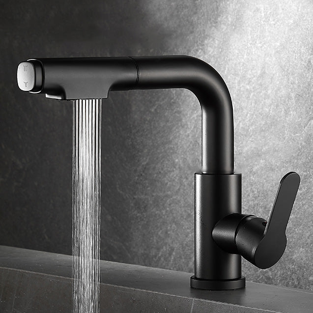 Modern Sink Faucet Pull-Down Lever Handle Brass Faucet Bathroom