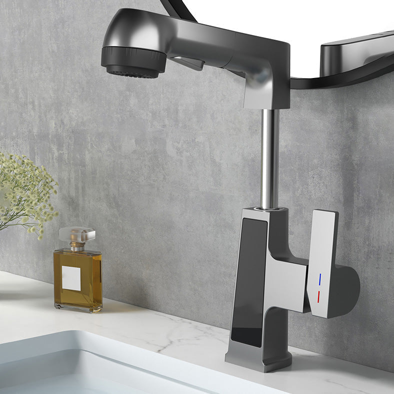Modern Sink Faucet Pull-Down Lever Handle Brass Faucet Bathroom