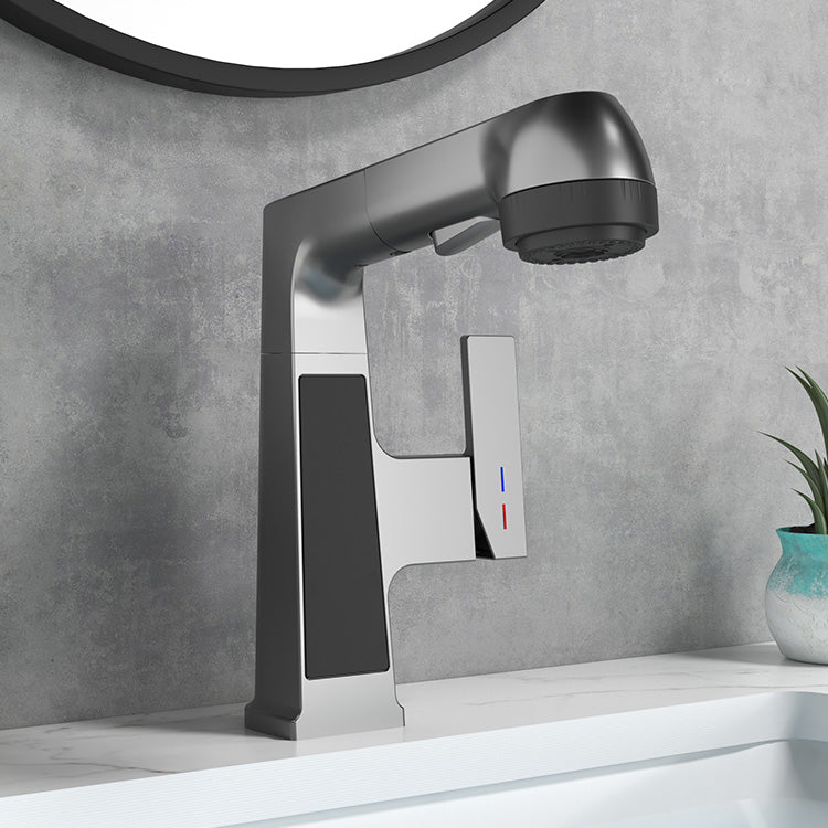 Modern Sink Faucet Pull-Down Lever Handle Brass Faucet Bathroom