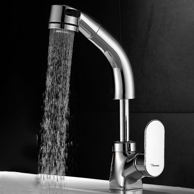 Modern Sink Faucet Pull-Down Lever Handle Brass Faucet Bathroom