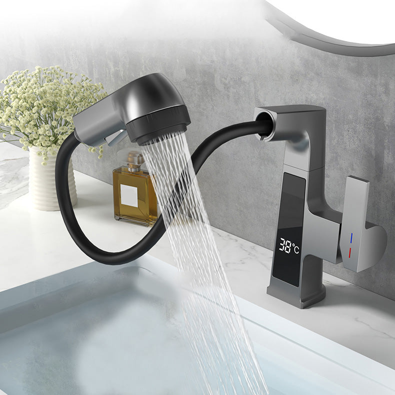 Modern Sink Faucet Pull-Down Lever Handle Brass Faucet Bathroom