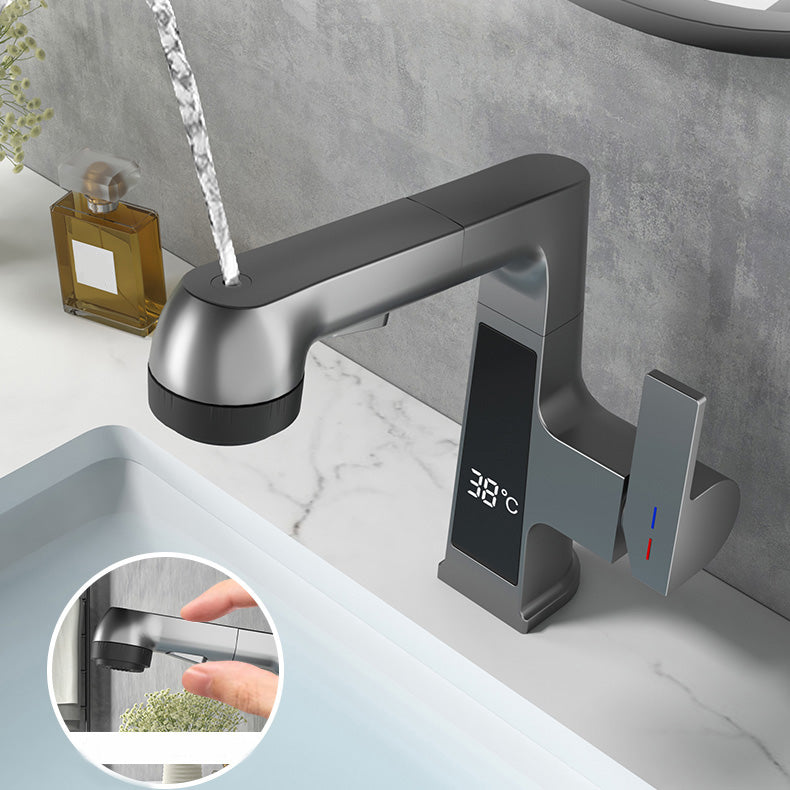 Modern Sink Faucet Pull-Down Lever Handle Brass Faucet Bathroom