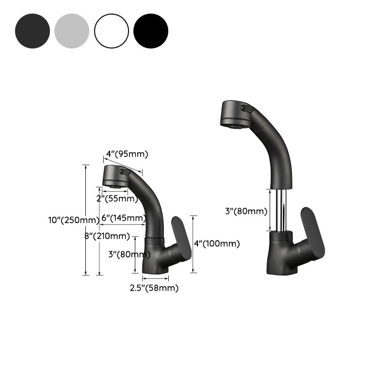 Modern Sink Faucet Pull-Down Lever Handle Brass Faucet Bathroom