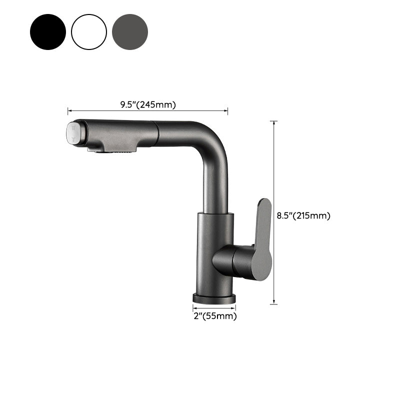 Modern Sink Faucet Pull-Down Lever Handle Brass Faucet Bathroom