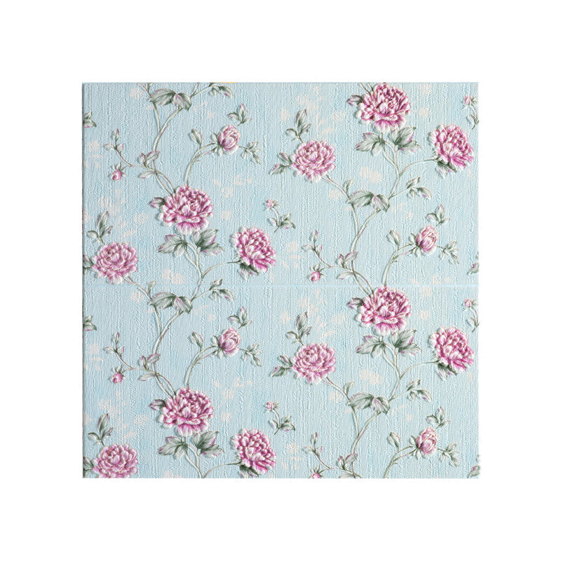 Modern Wall Panel 3D Floral Print Peel and Stick Waterproof Wall Covering