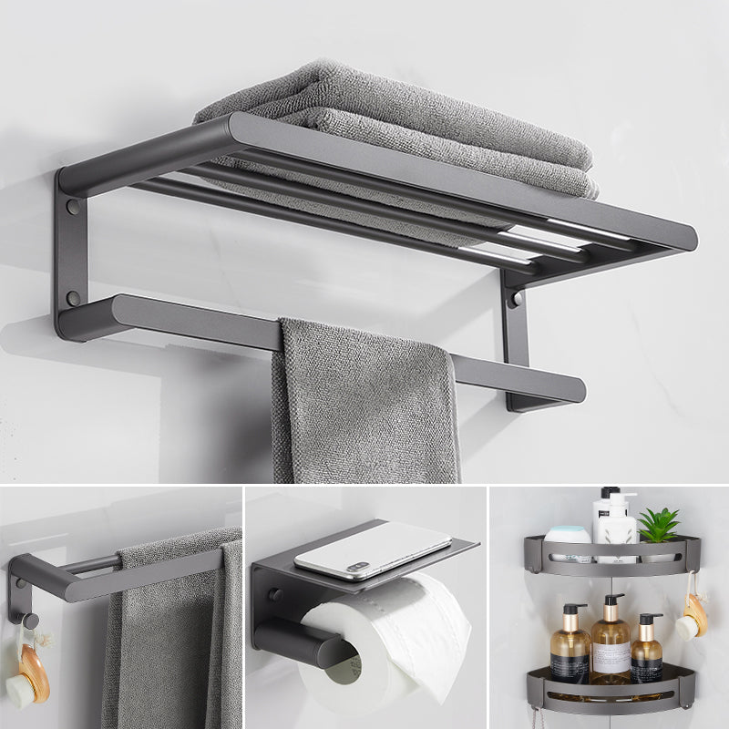 Modern Gray Bathroom Accessory As a Single Piece or As a Set Made of Metal