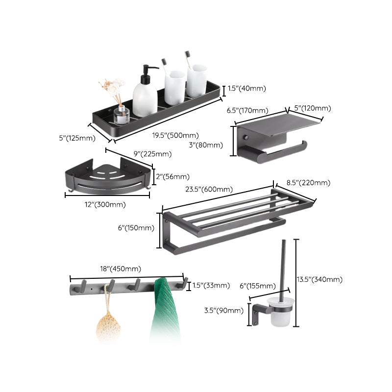 Modern Gray Bathroom Accessory As a Single Piece or As a Set Made of Metal
