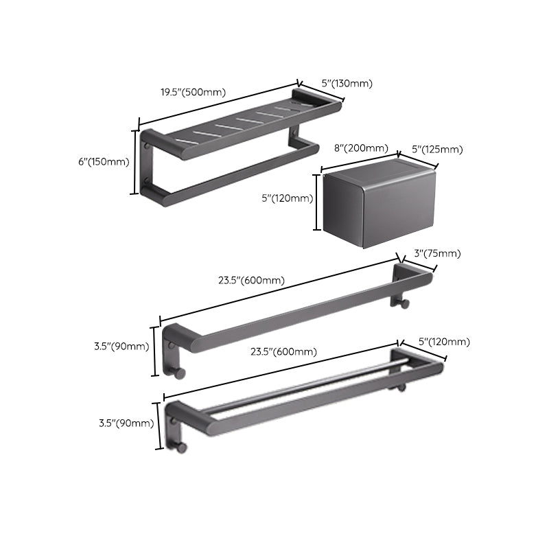 Modern Gray Bathroom Accessory as Individual Piece or as Set Made of Metal