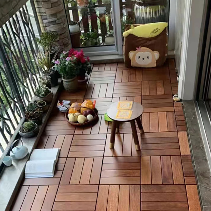 4-Slat Wood Deck/Patio Floor Tiles Interlocking Installation Floor Tiles