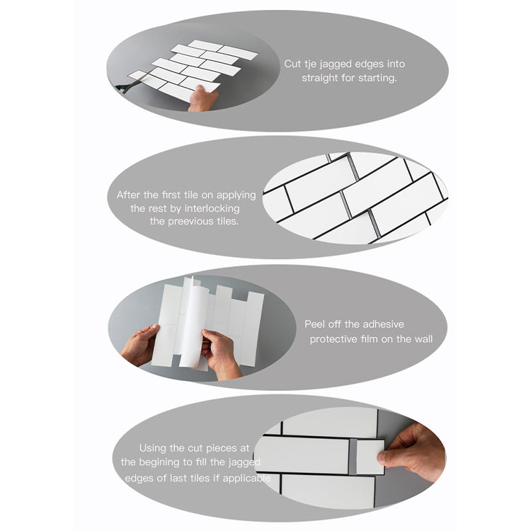 Plastic Peel & Stick Subway Tiles Contemporary Waterproof Peel & Stick Subway Tiles
