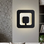 Minimalistic square wall lamp fixture made of iron 7"/9" wide LED bedroom wall lighting ideas in black