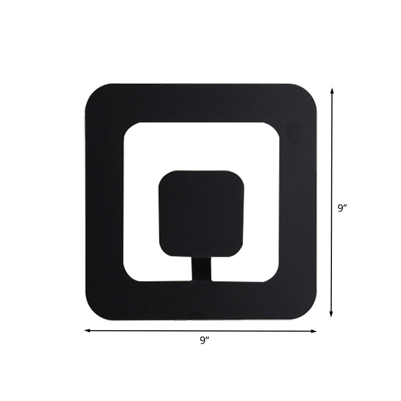 Minimalistic square wall lamp fixture made of iron 7"/9" wide LED bedroom wall lighting ideas in black