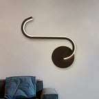 Hook-shaped Metal Wall Light Simple LED Black Wall Lamp in Warm/White Light for the Living Room