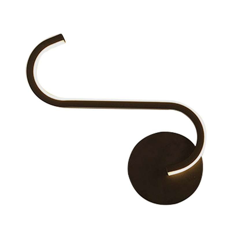 Hook-shaped Metal Wall Light Simple LED Black Wall Lamp in Warm/White Light for the Living Room
