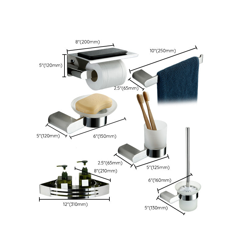Contemporary bathroom accessories single item or in set in silver