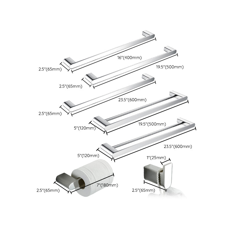 Contemporary bathroom accessories single item or in set in silver