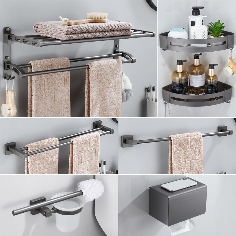 Contemporary bathroom accessories single piece or in a set made of gray metal