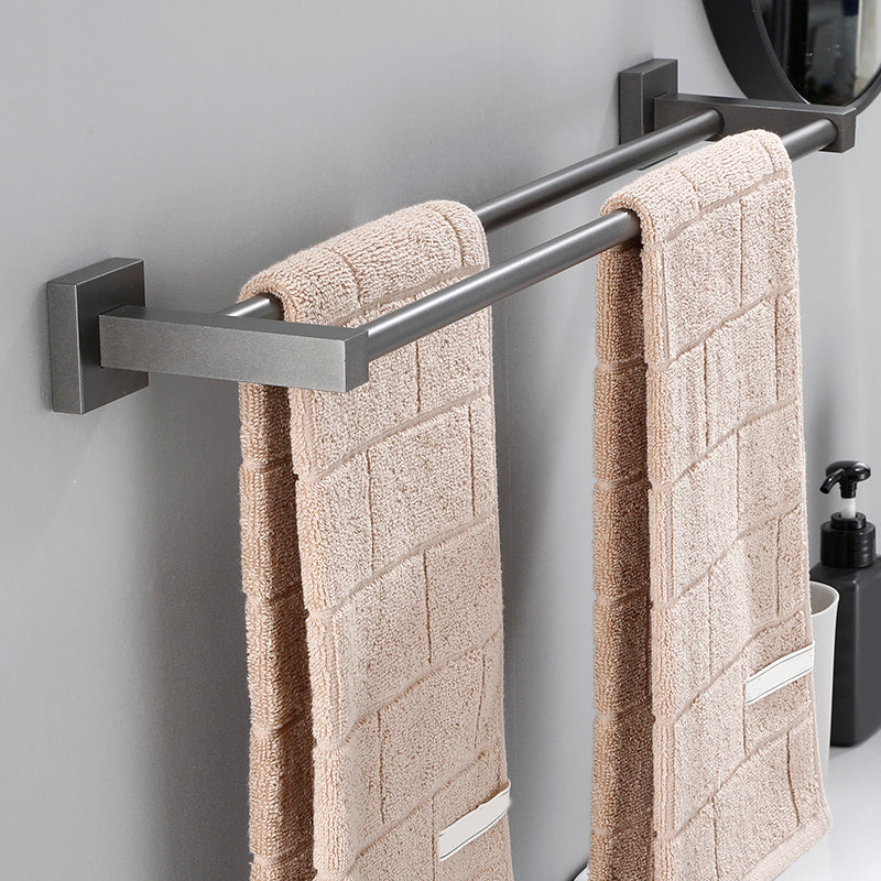 Contemporary bathroom accessories single piece or in a set made of gray metal