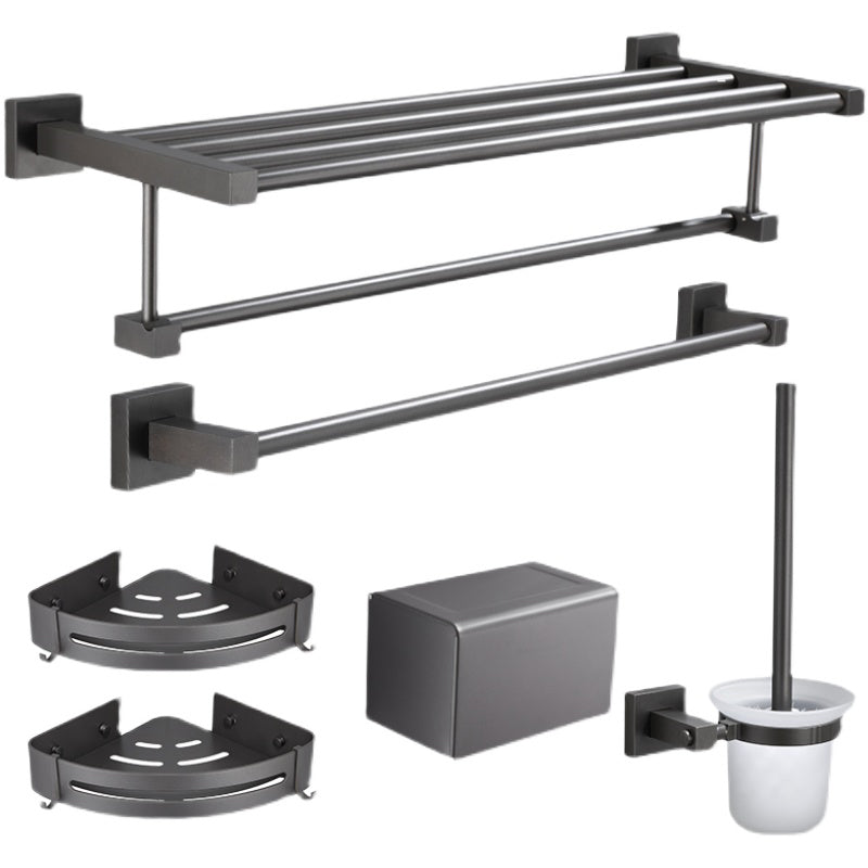 Contemporary bathroom accessories single piece or in a set made of gray metal