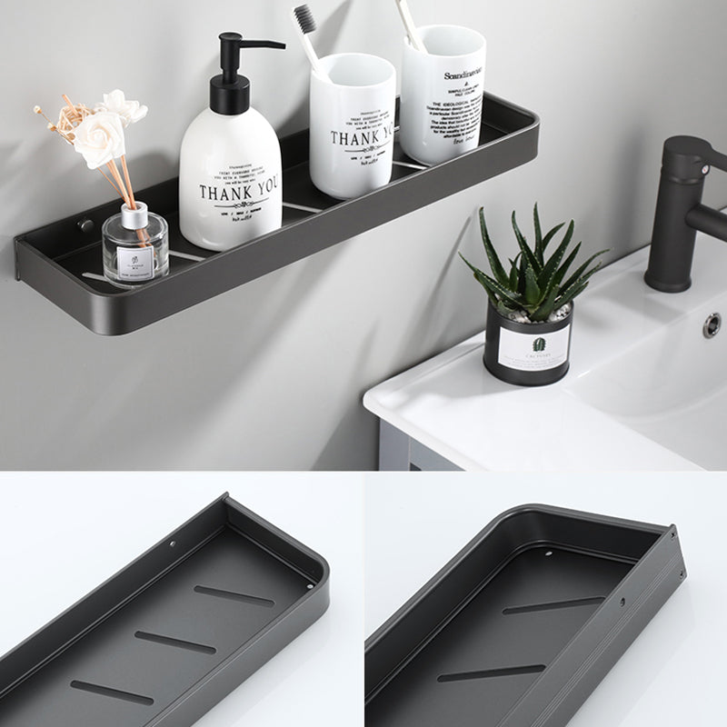 Contemporary bathroom accessories single piece or in a set made of gray metal