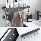 Contemporary bathroom accessories single piece or in a set made of gray metal