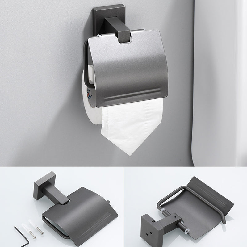 Contemporary bathroom accessories single piece or in a set made of gray metal