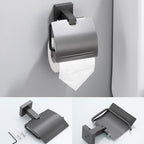 Contemporary bathroom accessories single piece or in a set made of gray metal