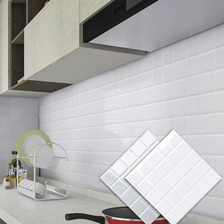 White Mosaic Peel & Stick Tile Waterproof Kitchen Backsplash Wallpaper