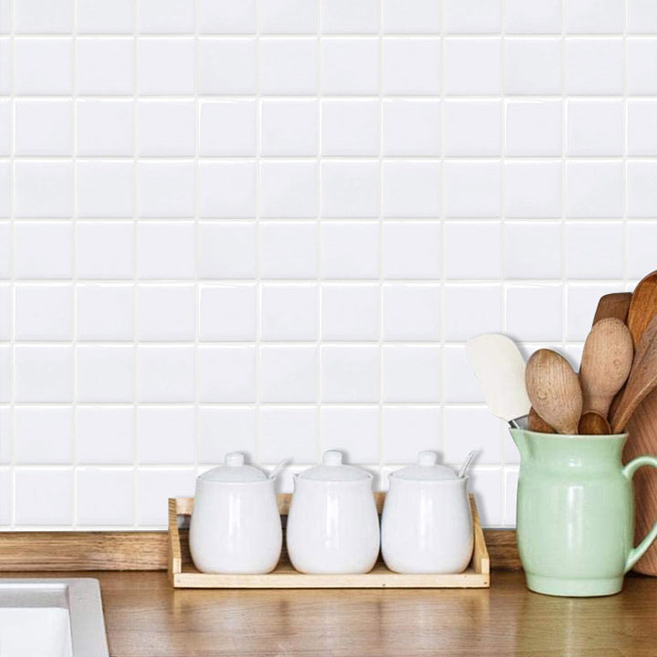 White Mosaic Peel & Stick Tile Waterproof Kitchen Backsplash Wallpaper