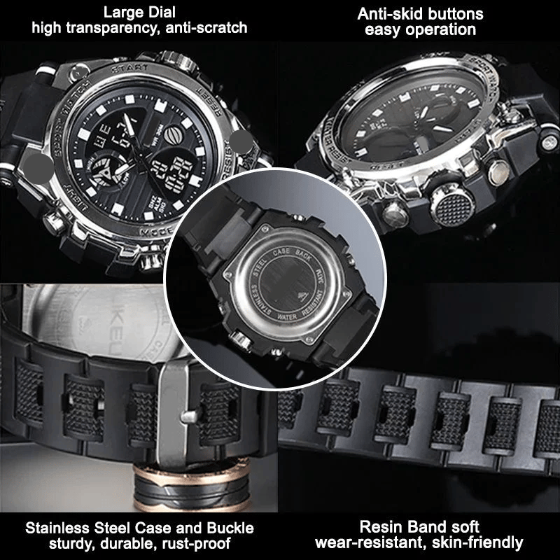 Sporty Dual-Display Mode Multifunctional Waterproof Luminous Men's Wristwatch