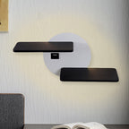Rectangular Panel Bed Side Wall Mount Metal LED Modern Wall Light in Black and White with USB Port