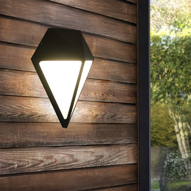 Modernist Diamond Wall Light Metallic LED Stair Wall Mount Lamp in Black, White/Warm/Natural Light