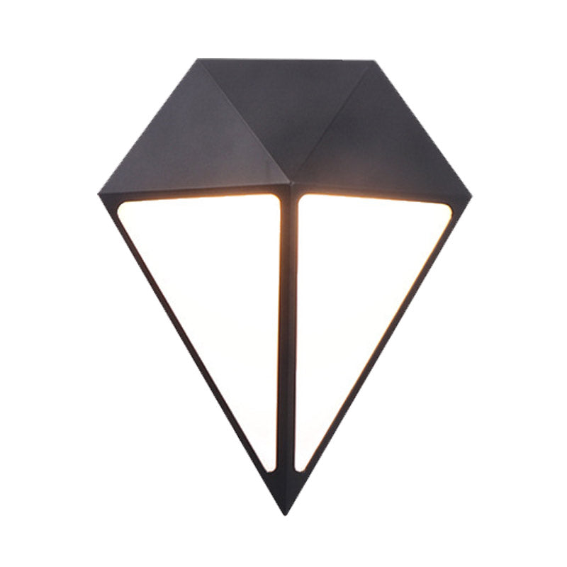 Modernist Diamond Wall Light Metallic LED Stair Wall Mount Lamp in Black, White/Warm/Natural Light