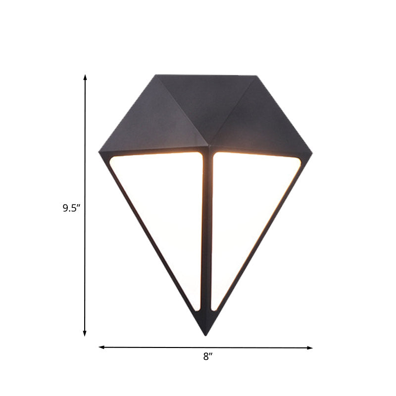 Modernist Diamond Wall Light Metallic LED Stair Wall Mount Lamp in Black, White/Warm/Natural Light