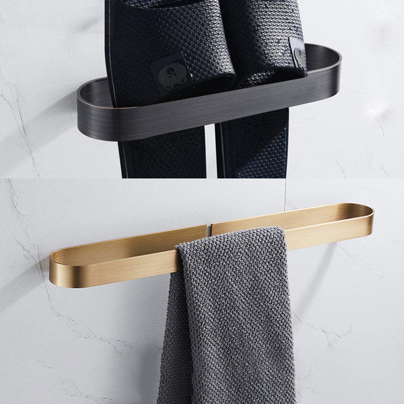 2-piece modern bathroom hardware set in gold/black, towel holder